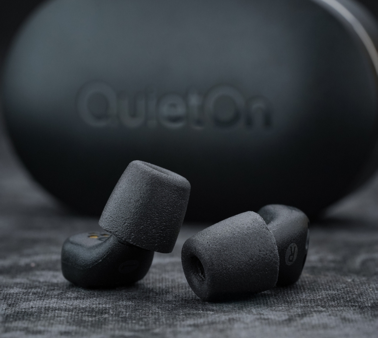 QuietOn 4 sleep earbuds with foam ear tips and charging case — ultra-small noise cancelling earbuds designed for comfortable all-night wear